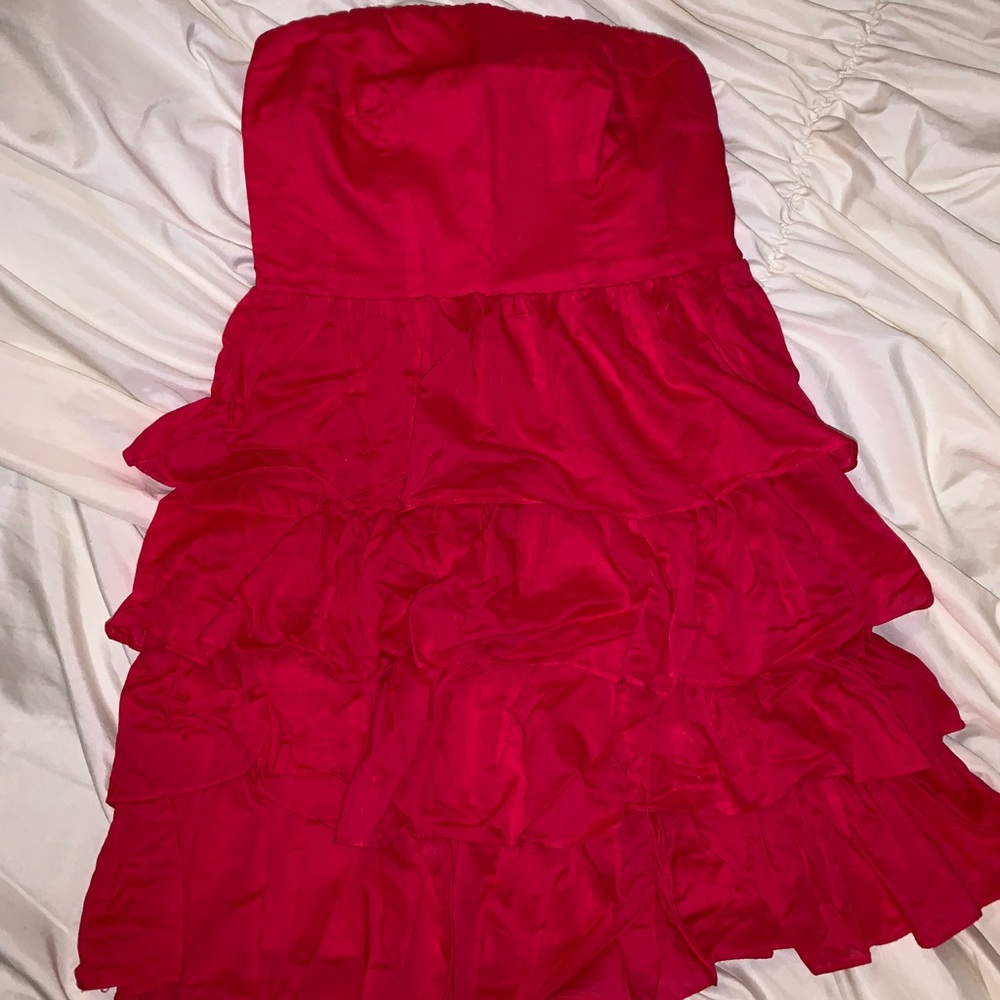 Ruffle Tiered Mini Strapless Dress by Express